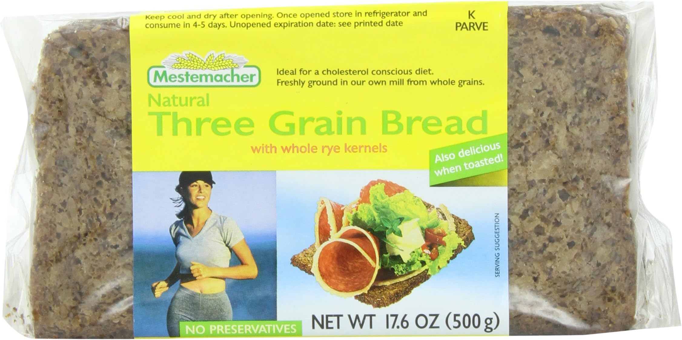 Mestemacher Bread Three Grain, 17.6-Ounce (Pack of 6)