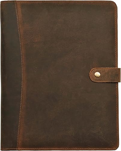 Leather Village Organizador de cartera de cuero, padfolio profesional de negocios para hombres y mujeres, elegante soporte para tarjetas de