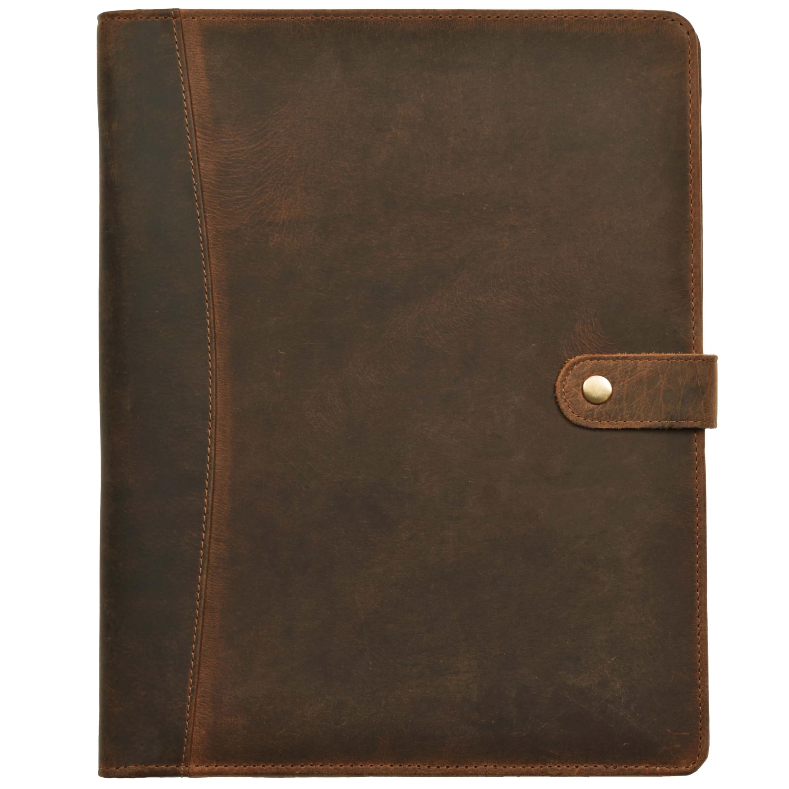 Leather Village Leather Portfolio Organizer - Professional Business Padfolio for Men & Women - Stylish Document Card Holder, Resume Folder, Folio for A4/Letter Size Writing Legal Pad, Brown