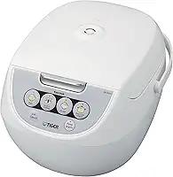 Tiger Panela de arroz Micom 5,5 xícaras com vaporizador de alimentos e panela de cozimento lento Corporation JBV-A10U-W, branca