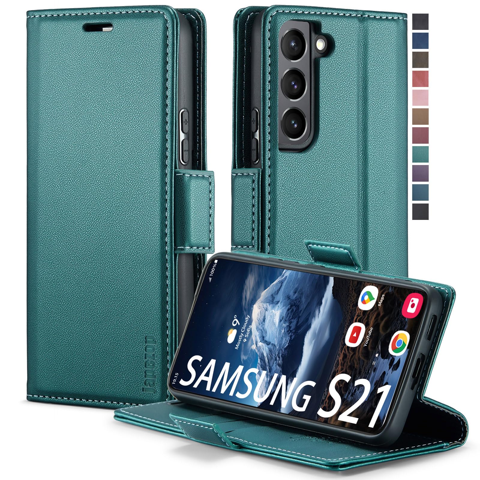 Samsung Galaxy S21 5G Wallet Case with Card Holder RFID Blocking Kickstand Magnetic,Leather Flip Case for Samsung Galaxy S21 5G 6.2 Inch (Fashion
