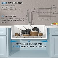 Vista 22 de 36 Farm Sink White - Fulorni 36"x20" Farmhouse Kitchen Sink Flat Apron Front White Ceramic Porcelain Fireclay Deep Single Bowl Farmer Kitchen Sink