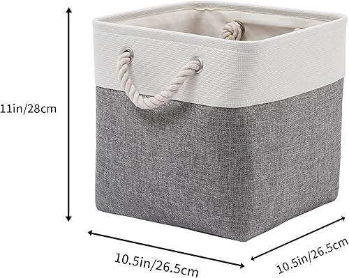 Miniatura 4 de Contenedores de almacenamiento de tela, cubos de almacenamiento de 11 pulgadas con asas, contenedores organizadores de almacenamiento de 11 x 11