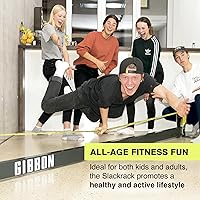 Vista 3 de GIBBON Slackrack - Freestanding Outdoor or Indoor Slackline - Slack Line for Kids & Adults - Balance Trainer - Setup in 7ft or 10ft
