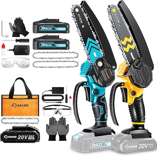 Miniatura 1 de Saker Mini motosierra, motosierra eléctrica portátil de 6 pulgadas, inalámbrica y mini motosierra Saker inalámbrica de 6 pulgadas, interruptor de