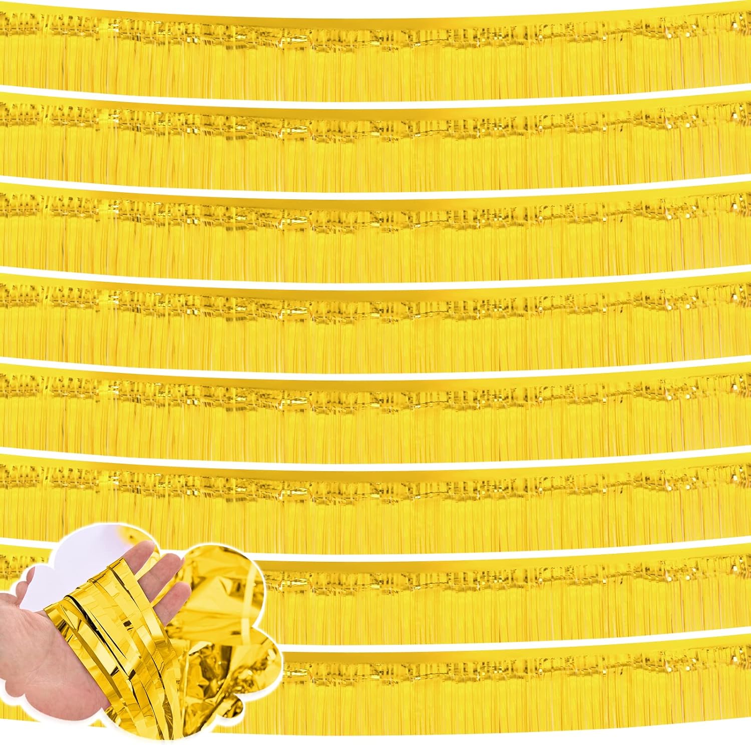 10 Pack Foil Fringe Garland 10 Feet Gold Metallic Foil Tinsel Fringe Garland Shiny