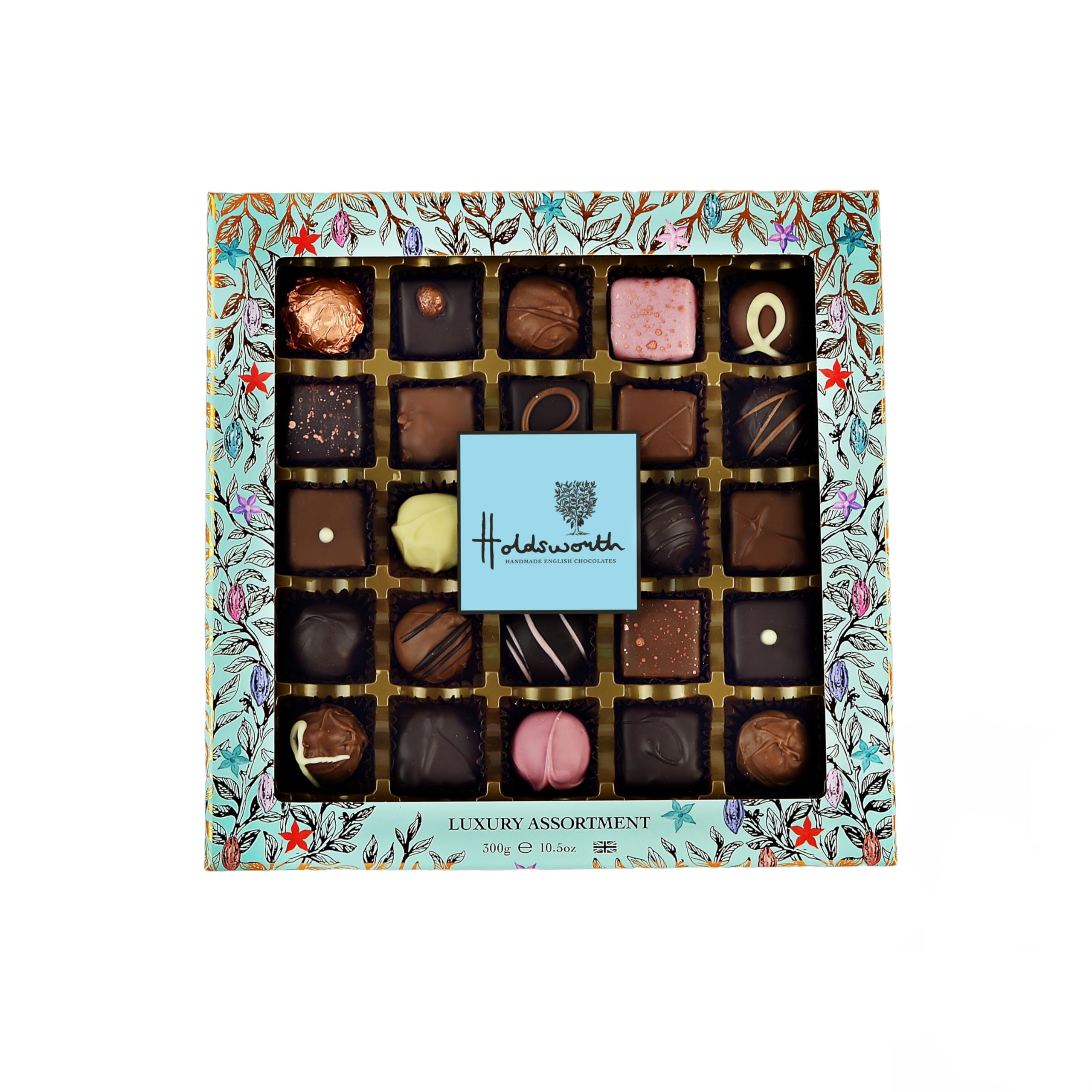 Holdsworth Chocolates Gift Box Luxury Assortment - Classic Chocolate Gift Set with Handmade Truffles & Assorted Milk, Dark & White Chocolates 300g