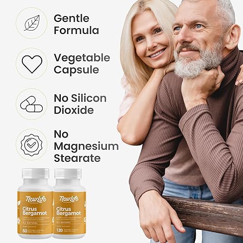 Miniatura 5 de NewLife Naturals Suplementos de bergamota cítrica de 500 mg para el apoyo del colesterol - Suplemento de colesterol - 120 cápsulas vegetales -