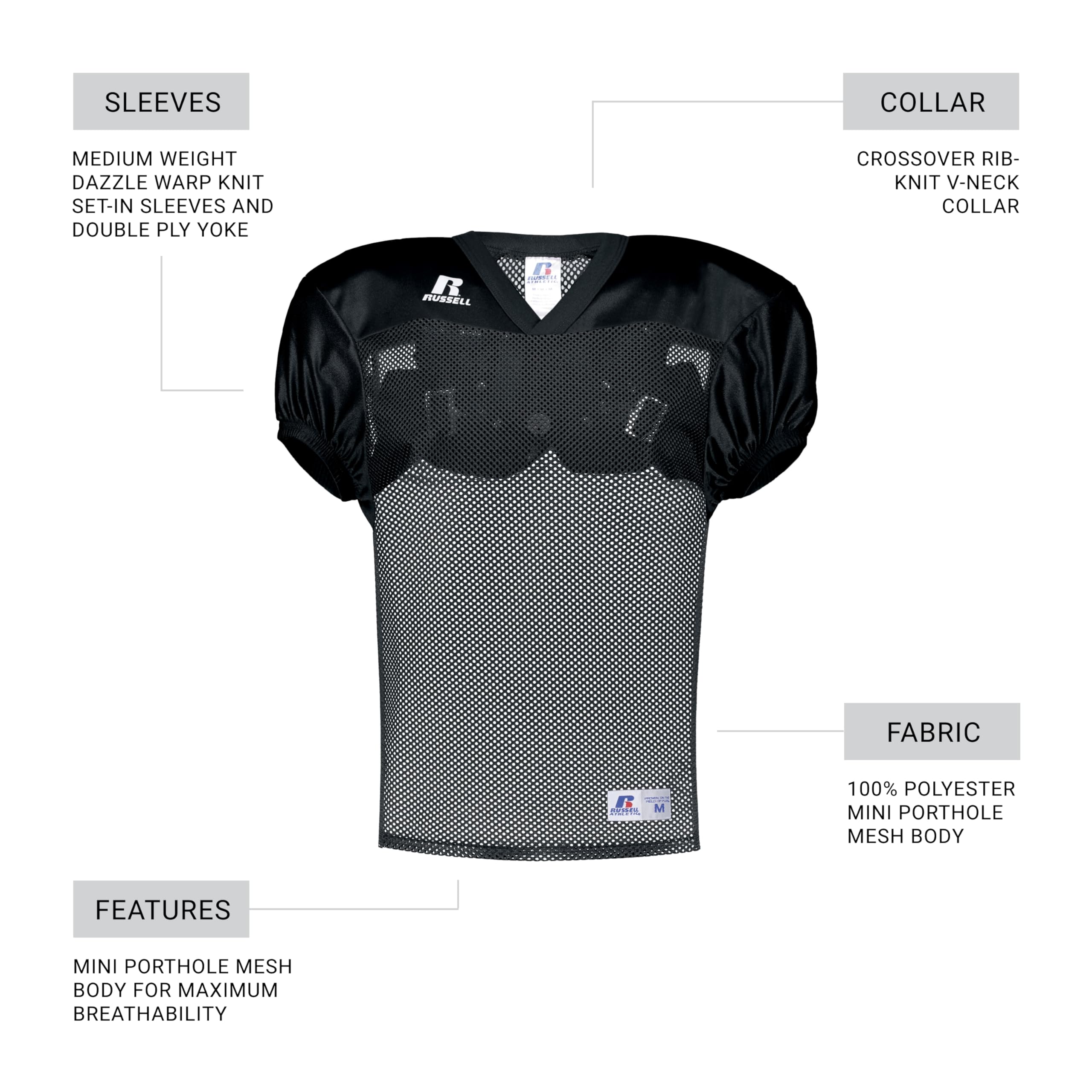 Russell Athletic Camiseta de práctica para niños y jóvenes
