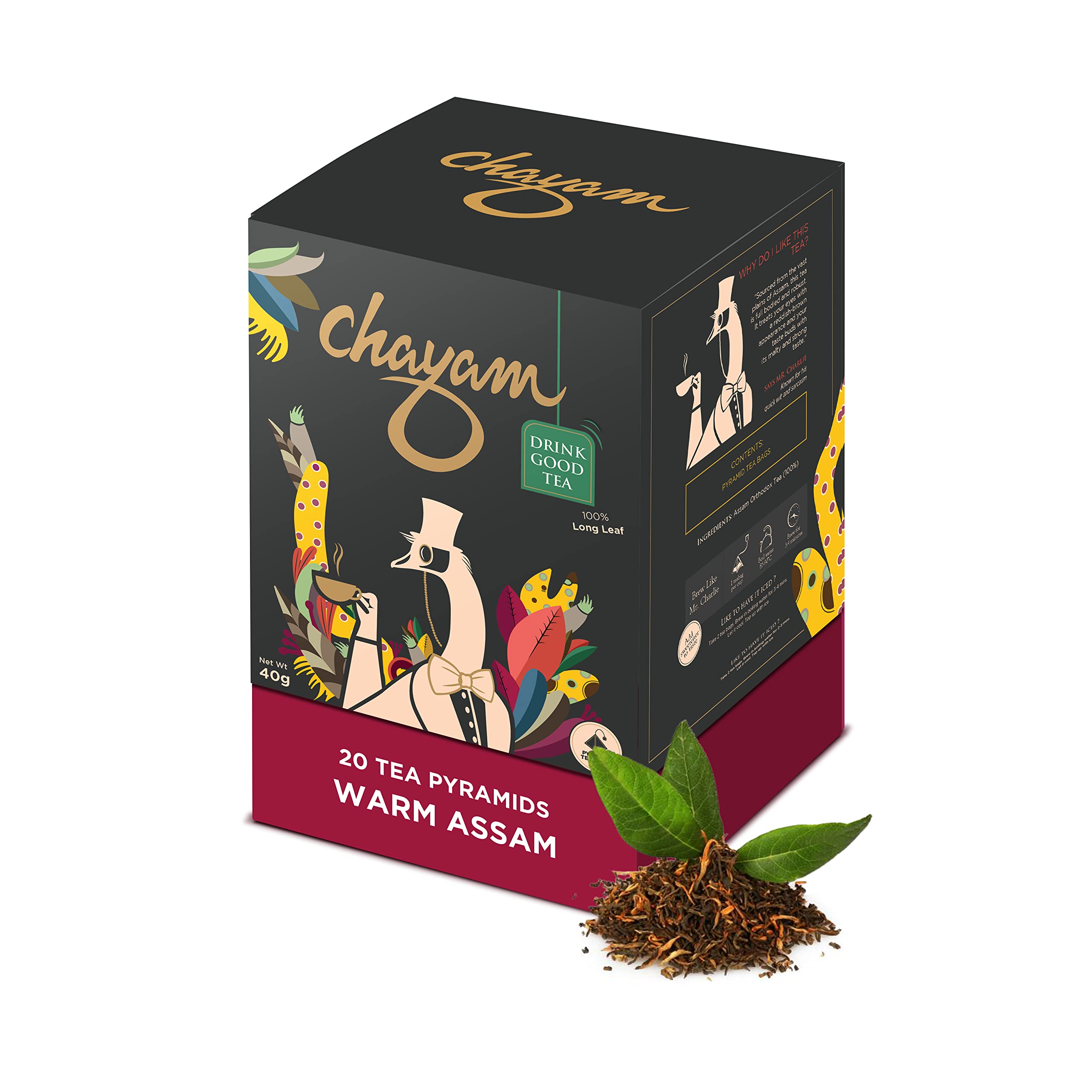 CHAYAM Assam Black Tea | 20 Tea Bags, Pack of 1 | Premium Orthodox Whole Leaf Black Tea | High Antioxidants (B09KNM3N13) Amazon Price History, Amazon Price Tracker