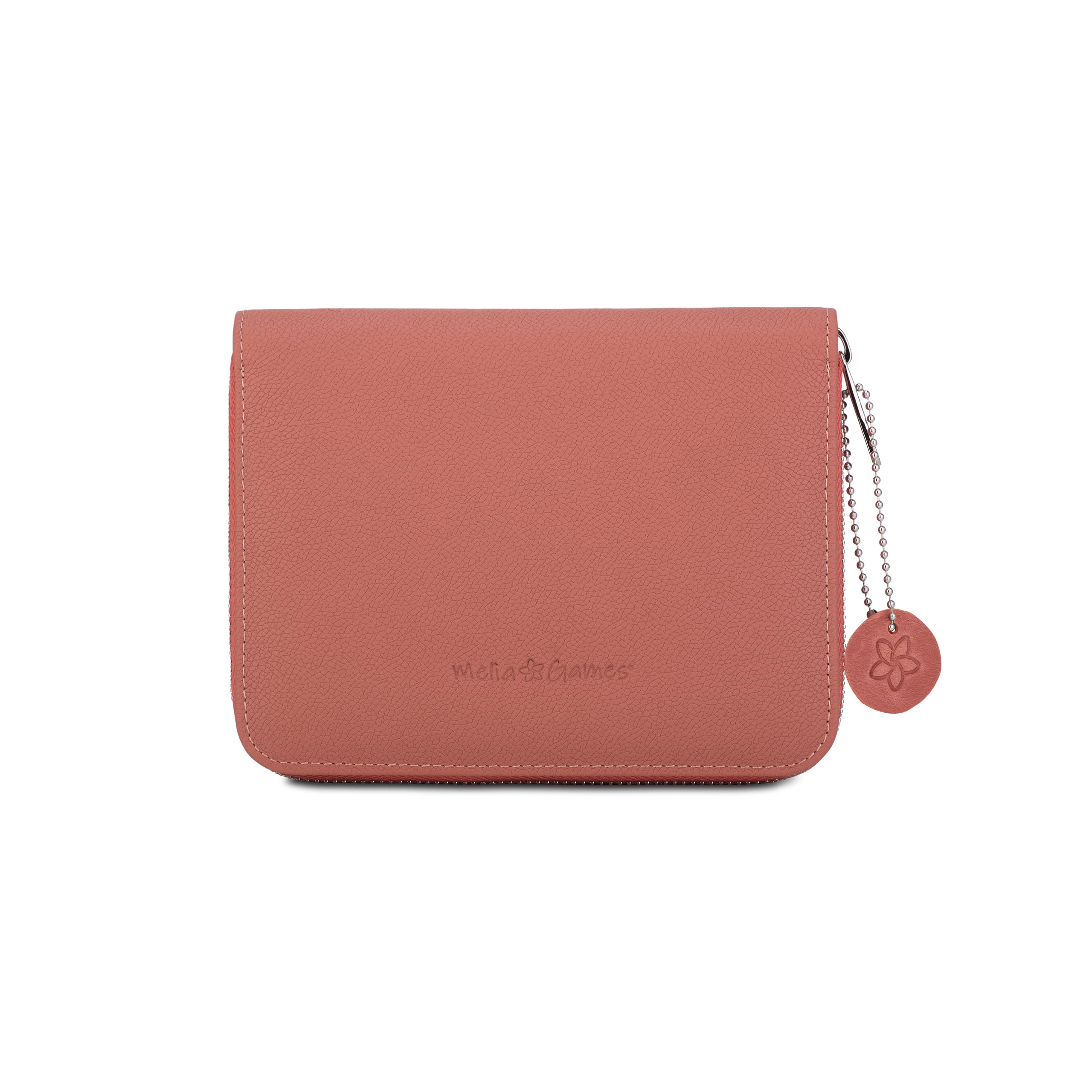 Playing Cards Set Deluxe - Pochette en Cuir Véritable Fait Main - Set de Voyage INCL. 2 Jeux de Cartes, Block-Note, Crayon (Designer Edition) (Coral Red)