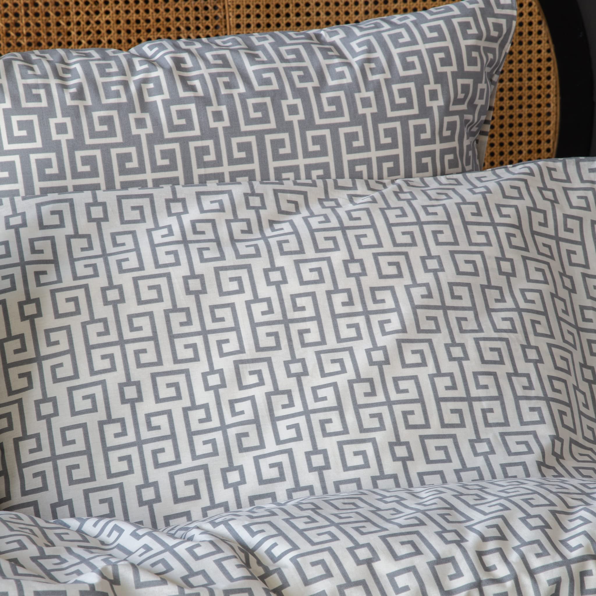 Grey Cotton Pillowcases Pack of 2 Geometric Pattern Pillow Covesr 2(50x75 Grey Classy)