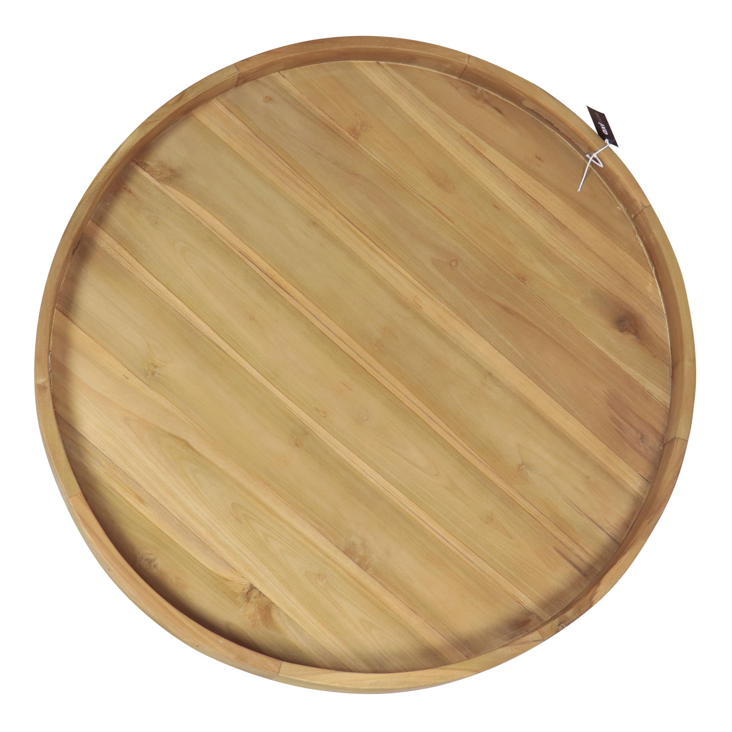 AXI Dewi Bandeja Redonda de Madera de Teca Diam 80 cm | Plato con Asas Abiertas y Borde Elevado Bebidas, Vasos y Accesorios.