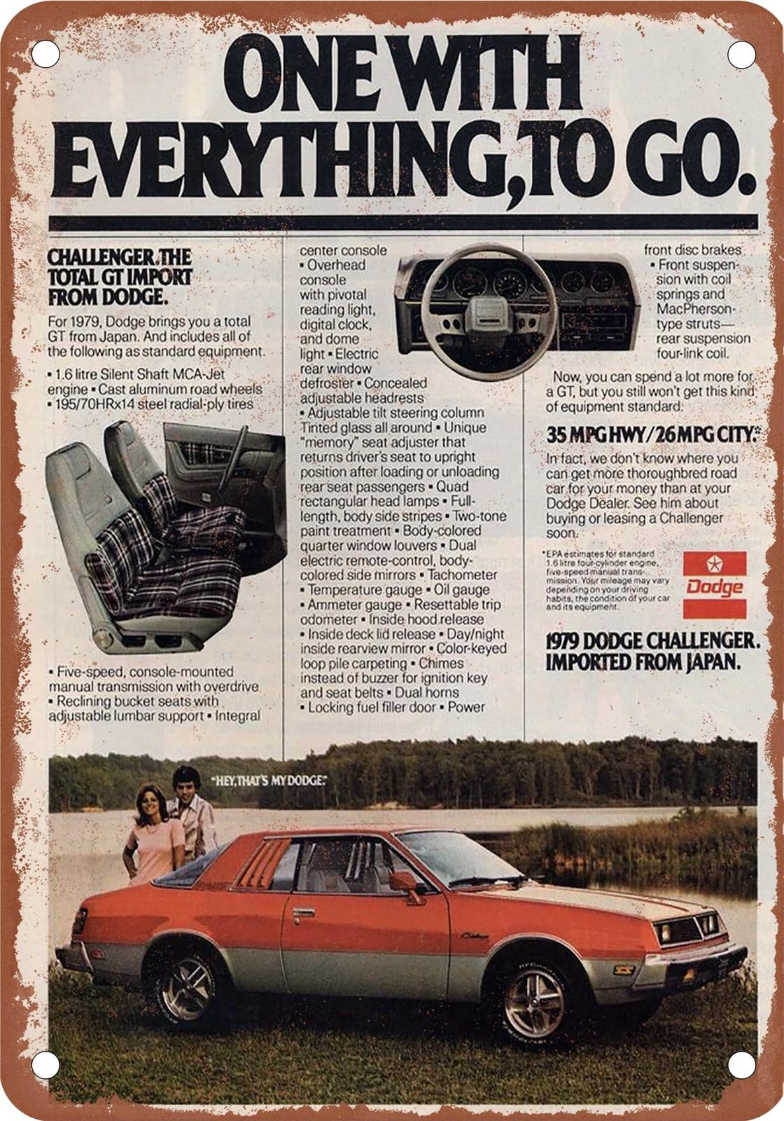 METAL SIGN - 1979 Dodge Vintage Ad 01 - Old Retro Rusty Look home decor