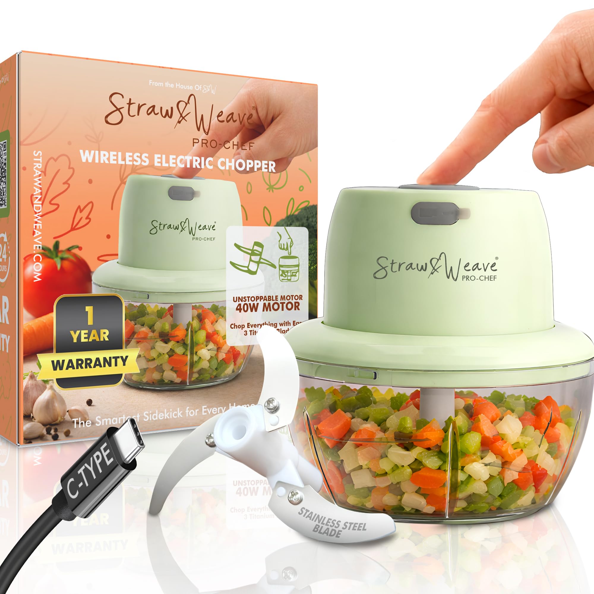 Mini Kitchen Choppers 500 ML & Chopper For Kitchen Use | 1 Year Warranty | Food Grade Jar | Vegetable Chopper For Kitchen for Mincing Garlic, Ginger, Onion, Vegetable | Unstoppable Motor | 40W-image-14