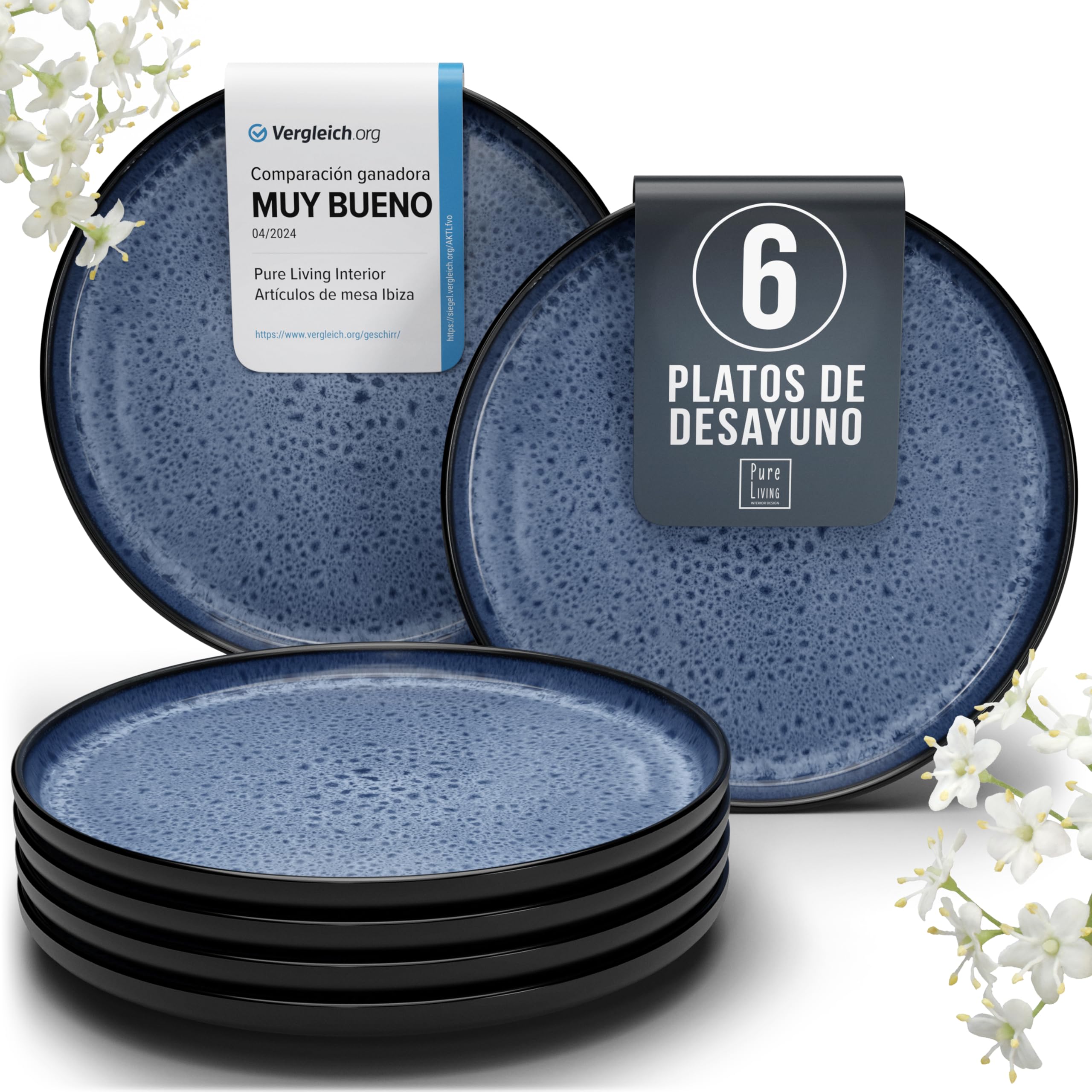 Juego de 6 platos hondos Ibiza – gres premium, resistente a los arañazos, apto para lavavajillas, microondas – Elegante juego de platos hondos – Platos de pasta hondos grandes – Pure Living vajilla — view 45