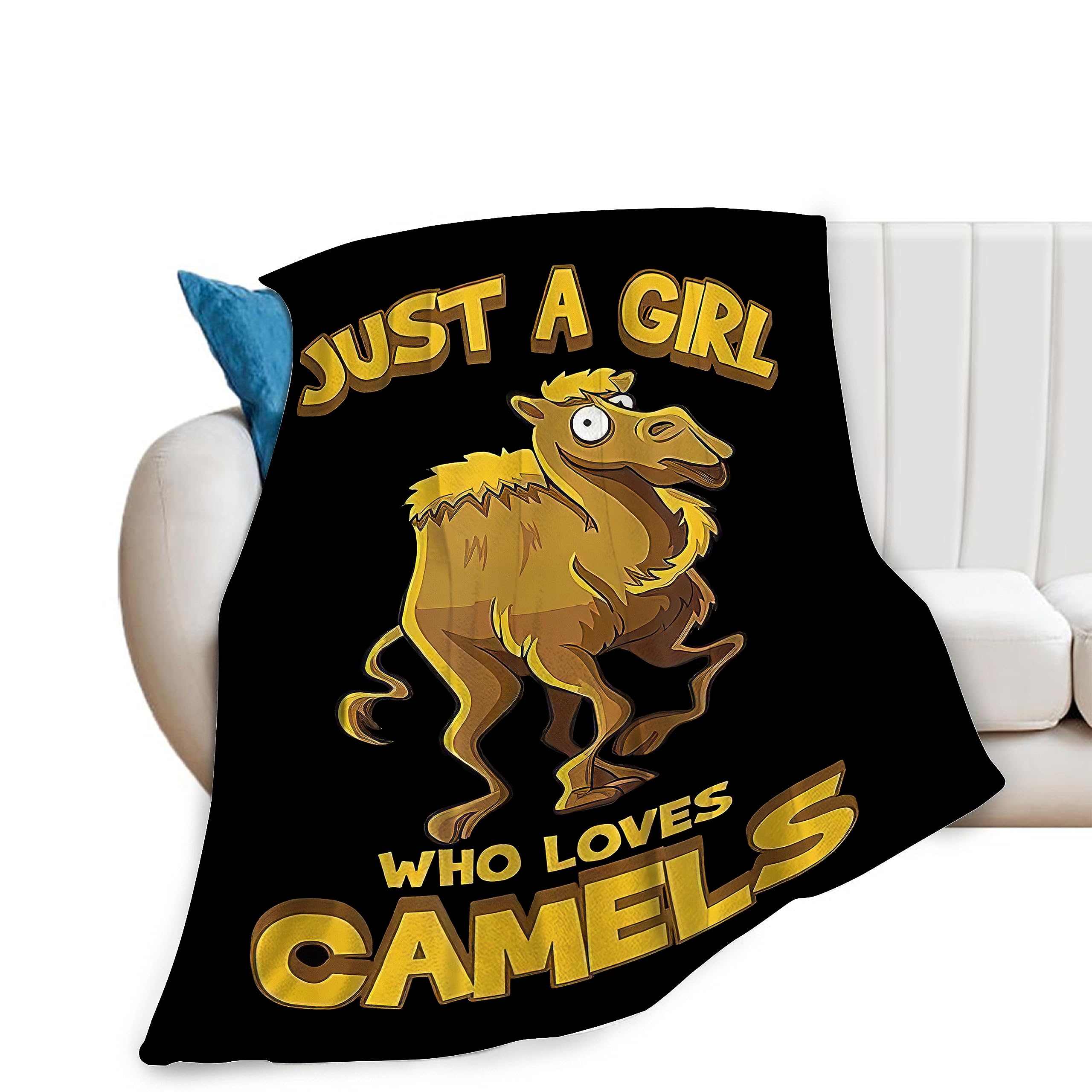 Camel Blanket Super Cozy Soft Funny Camel Throw Blanket Warm Plush Fluffy Just a Girl Who Loves Camels Lightweight Fleece Flannel Gifts Blankets for Kids Adults 60"x50"