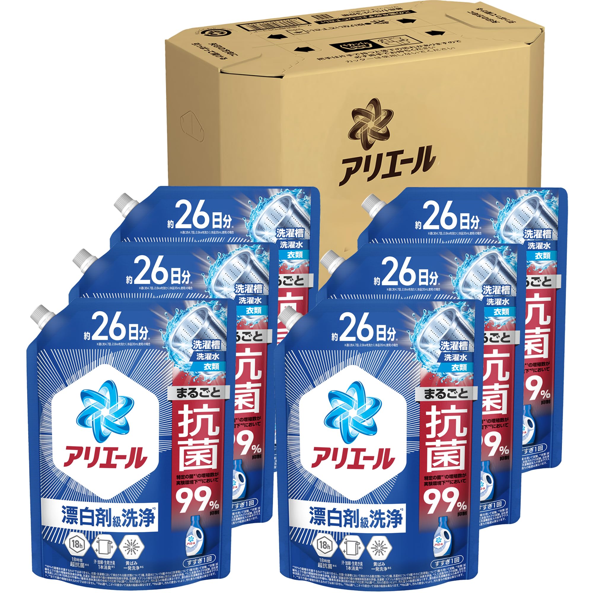 Amazon.co.jp: アリエール 洗濯洗剤 液体 超抗菌プレミアム 漂白剤級