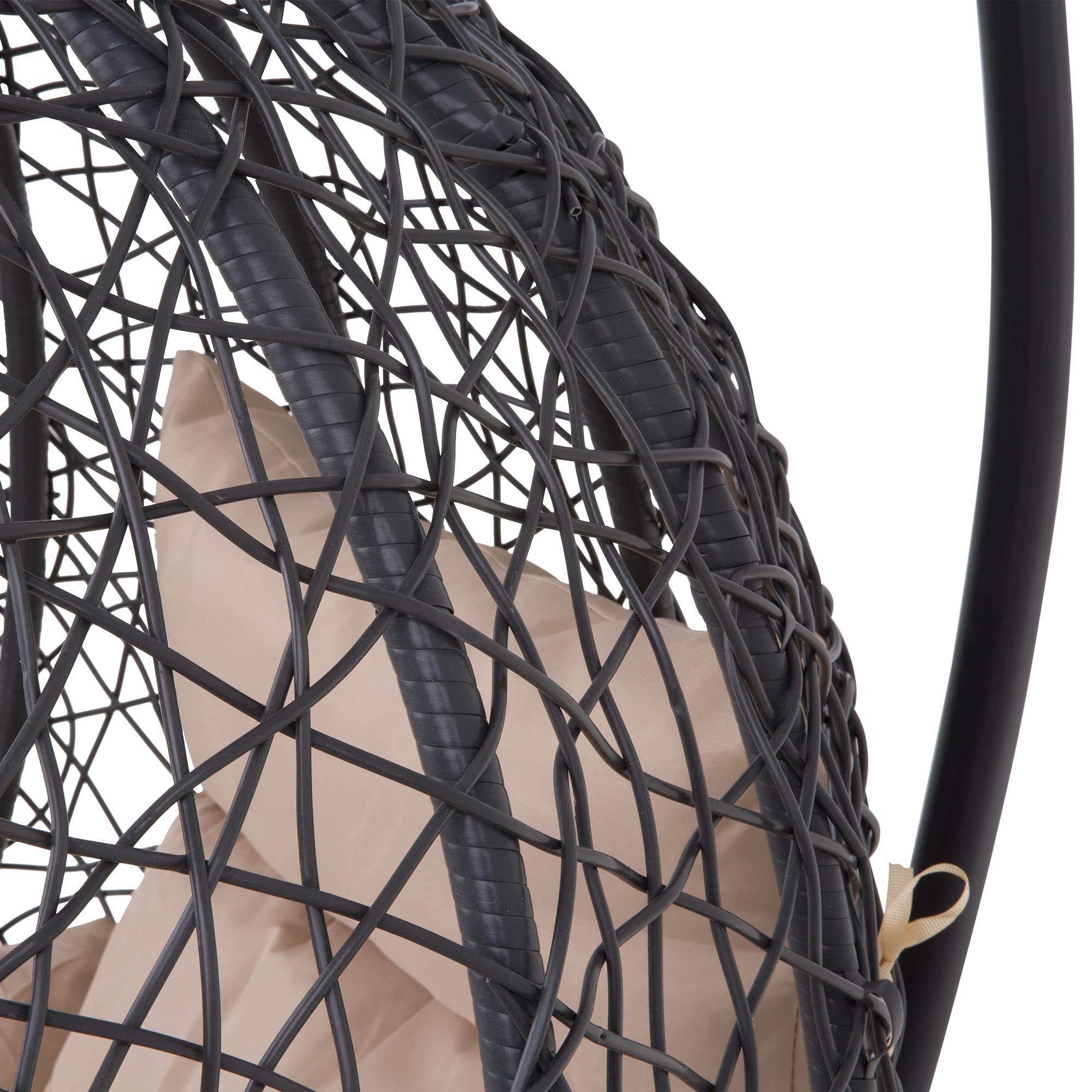 PATIO Hängesessel mit Gestell bis 120 kg Cyrille Stahlgestell Hängekorb aus Polyrattan mit Aufage Kopfkissen