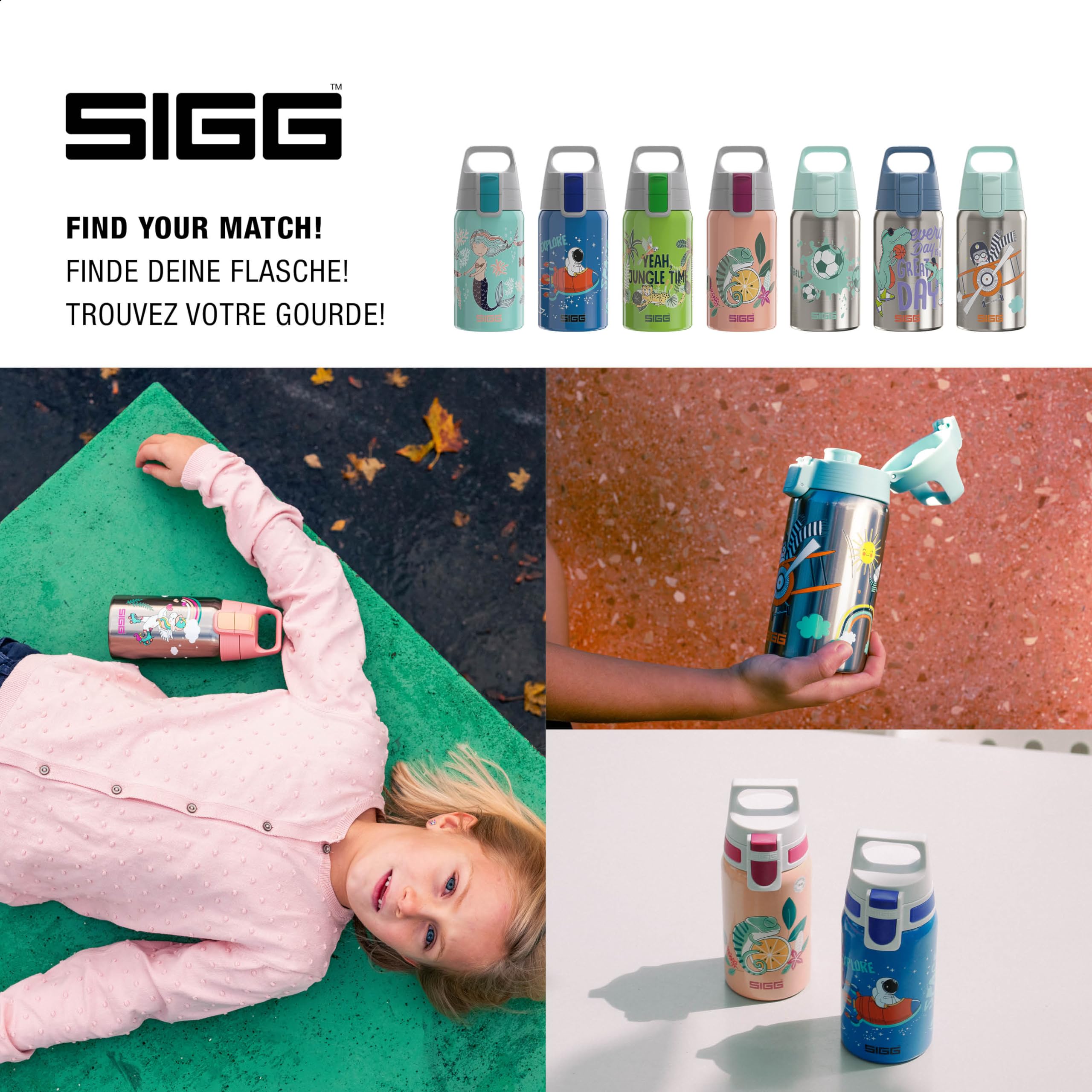 Sigg - Edelstahl Trinkflasche Kinder - Shield One Uni Skate - Für Kohlensäurehaltige Getränke Geeignet - Auslaufsicher - Federleicht - BPA-frei - Grau - 0,5L