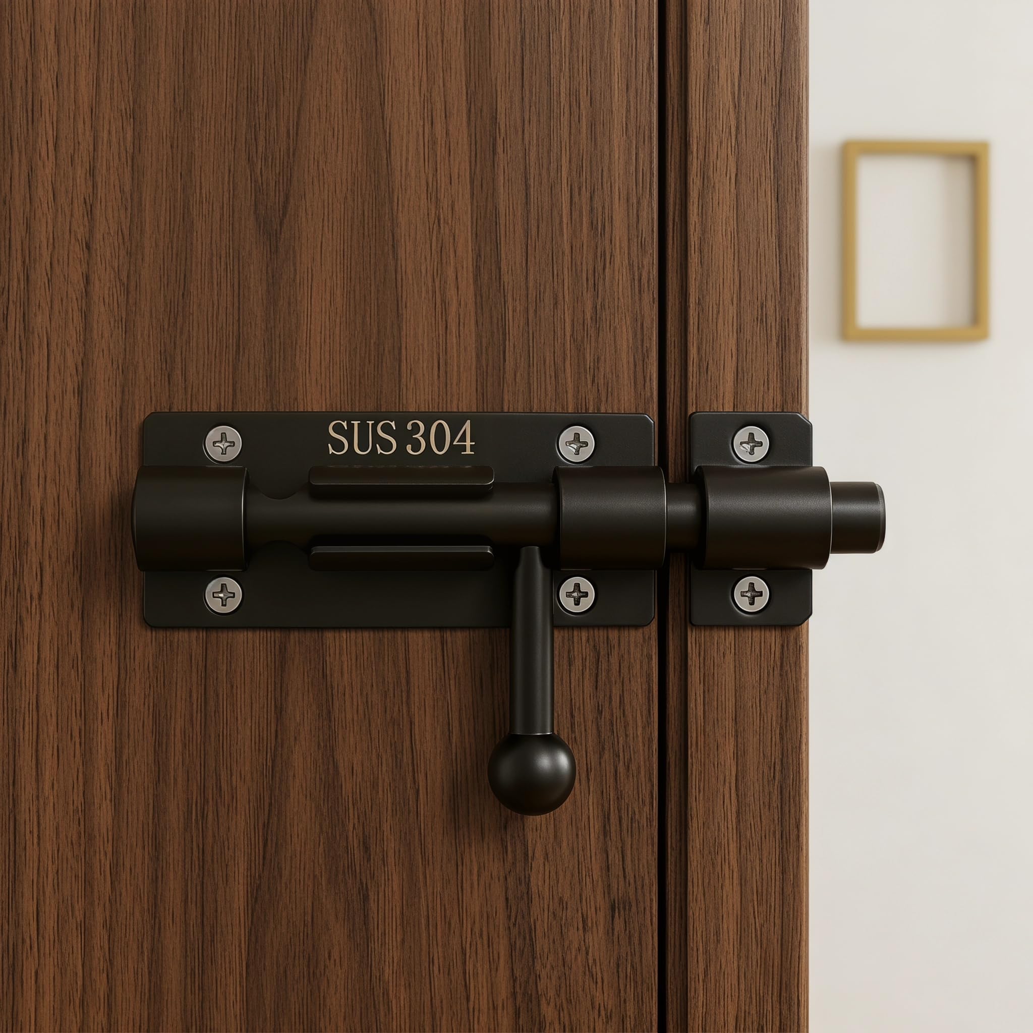 WRINGKIT Paquete de 2 pestillos de puerta de acero inoxidable resistente con agujero para candado, pestillos de puerta gruesos, cerradura de seguridad para gabinete de vino, baño, garaje, puerta de