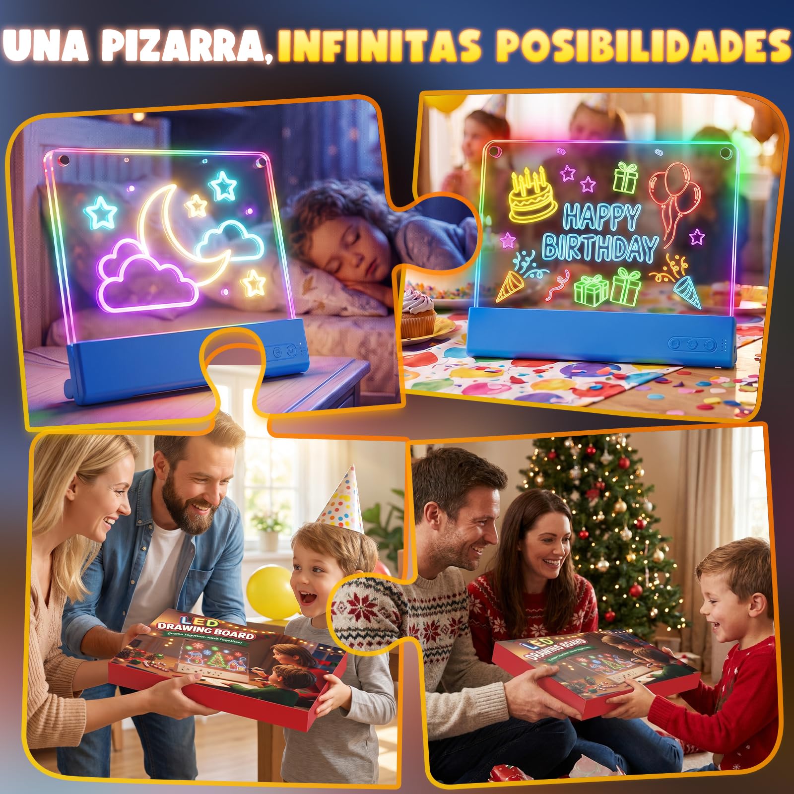 Pizarra LED Niños, Pizarra Luminosa de Doble Panel
