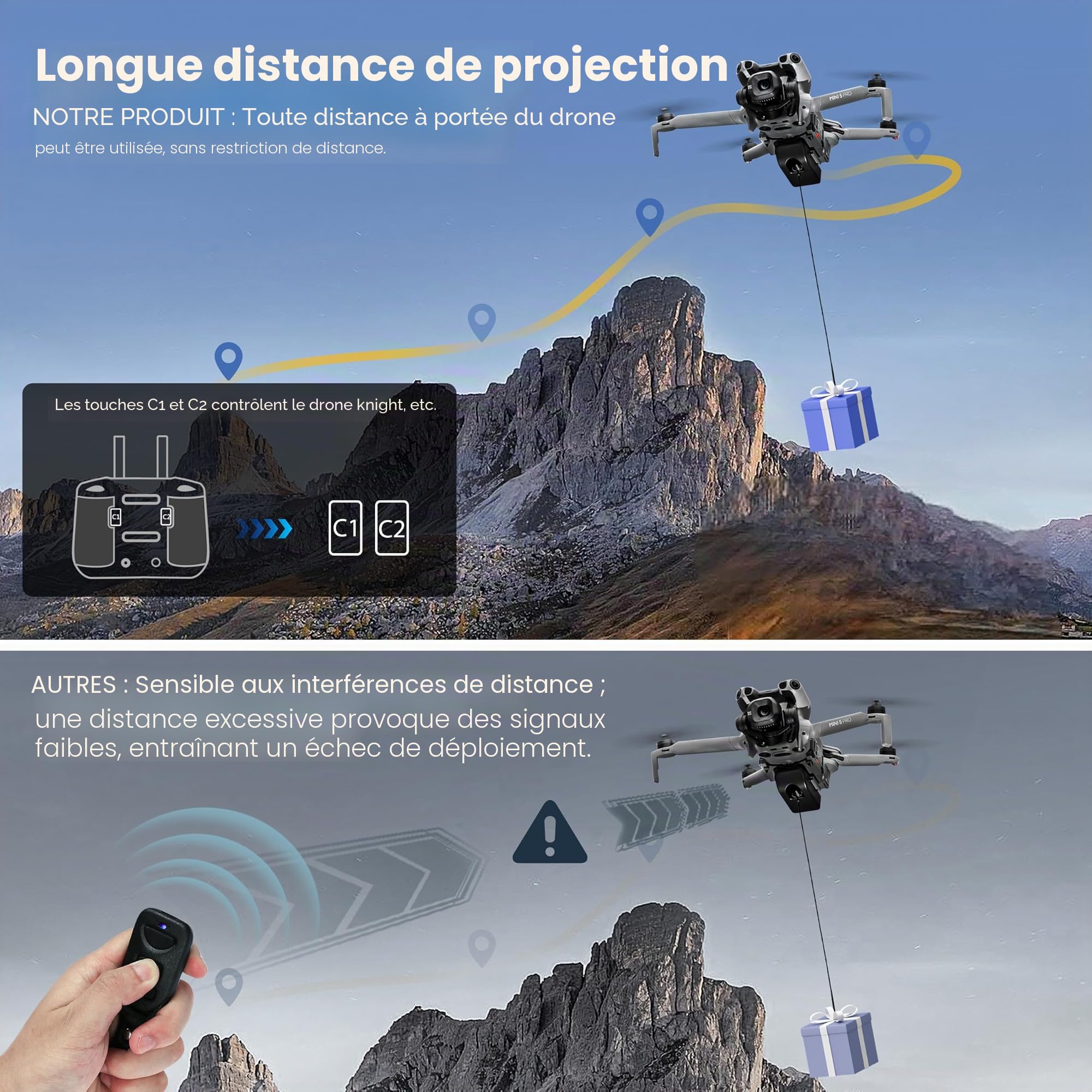 STARTRC Système d'éjection d'air de drone pour DJI Mini 5 Pro, dispositif de décharge utile/livraison/transport pour accessoires DJI Mini 5 Pro