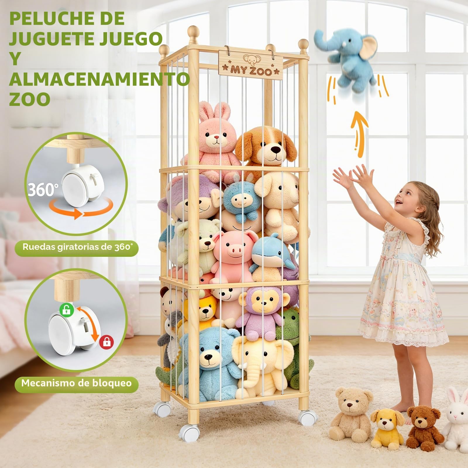 Organizador de Peluches, Estante de Almacenamiento de 𝐉𝐮𝐠𝐮𝐞𝐭𝐞𝐬 𝐈𝐧𝐟𝐚𝐧𝐭𝐢𝐥 de Gran Capacidad para 𝐍𝐢ñ𝐨𝐬, Habitación, 𝐒𝐚𝐥𝐚 𝐝𝐞 𝐣𝐮𝐞𝐠𝐨, Dormitorio, Sala de Estar (136x40x40 cm)