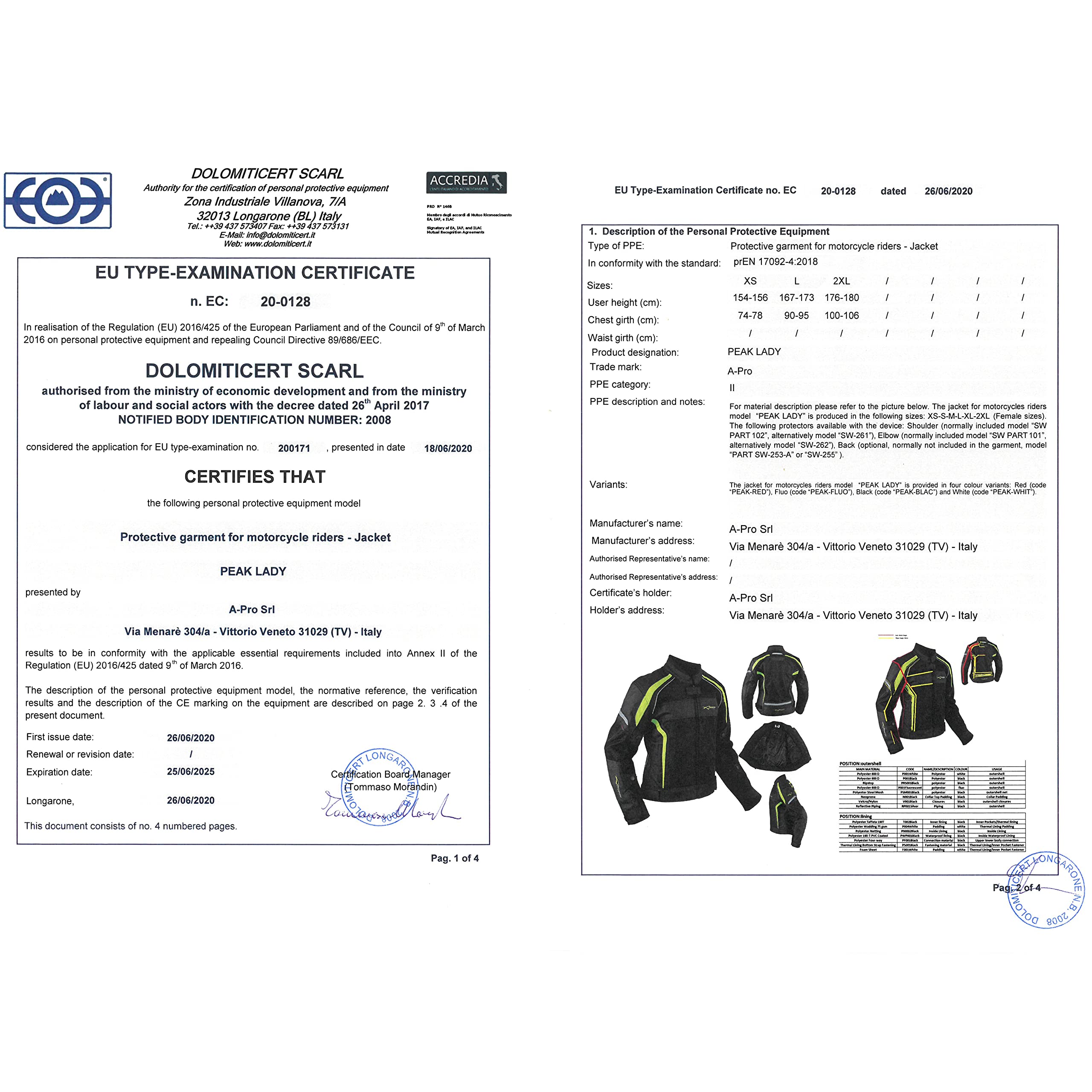 A-pro Veste de moto synthétique pour femme (1 pièce)