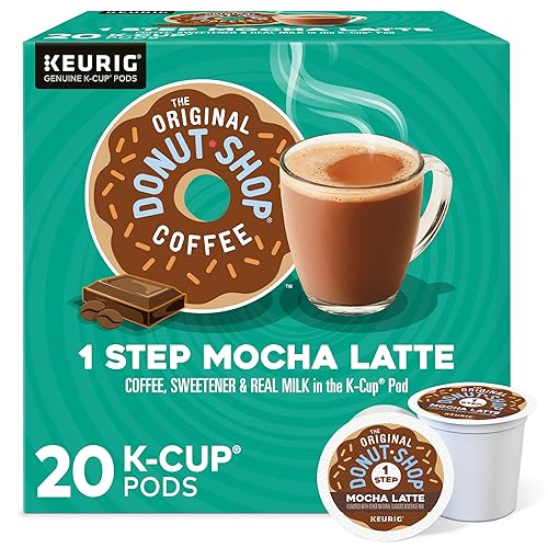 The Original Donut Shop Mocha One-Step Latte, Single Serve Coffee K-Cup Pod, Flavored Coffee, 20 Count - Mocha Latte - 20 Count (Pack of 1)