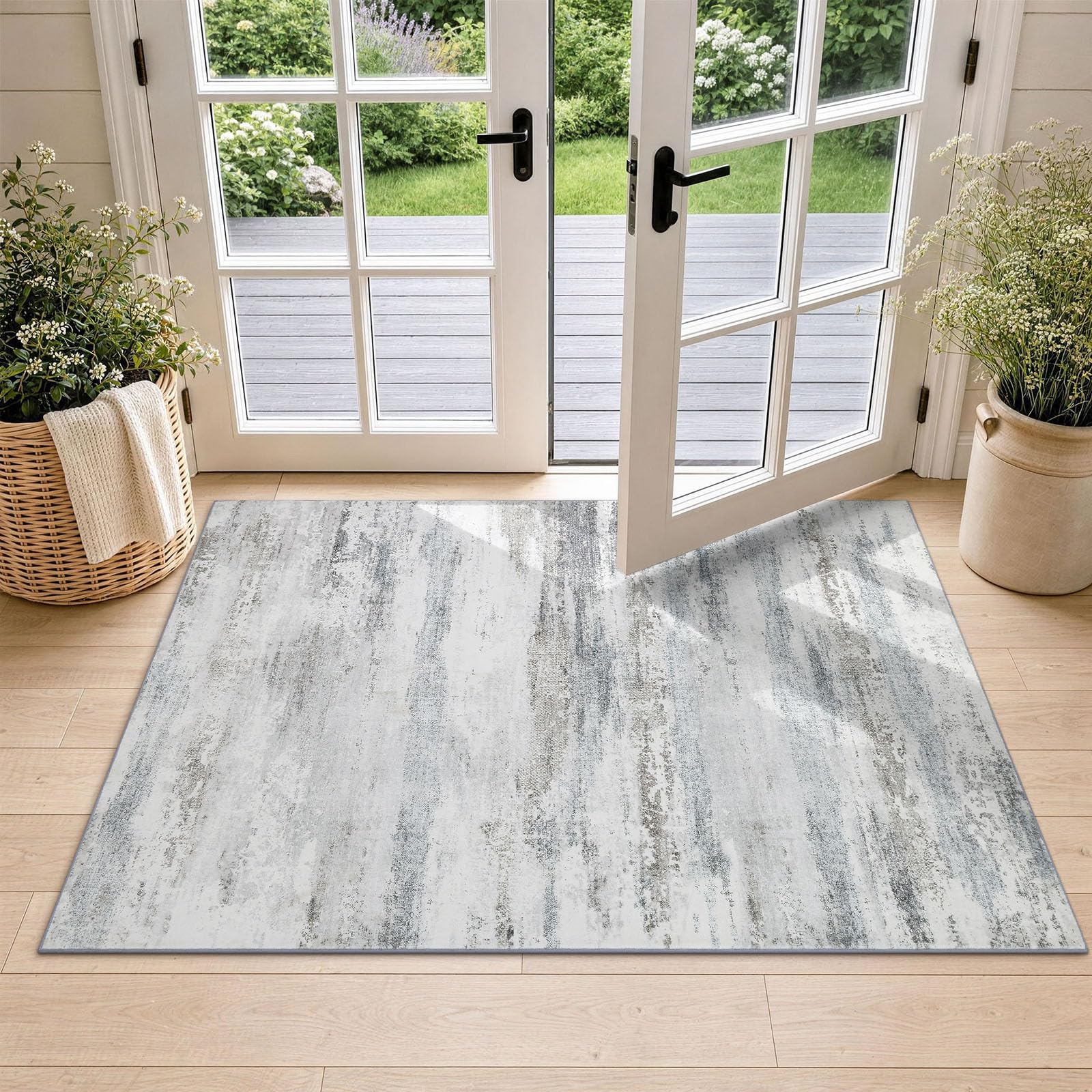 Homaxy Modern Abstract Rugs Living Room 60 x 90 cm Carpet Grey