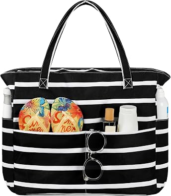 Trifabricy Beach Bags for Women, Waterproof Large Tote Bag With Zipper