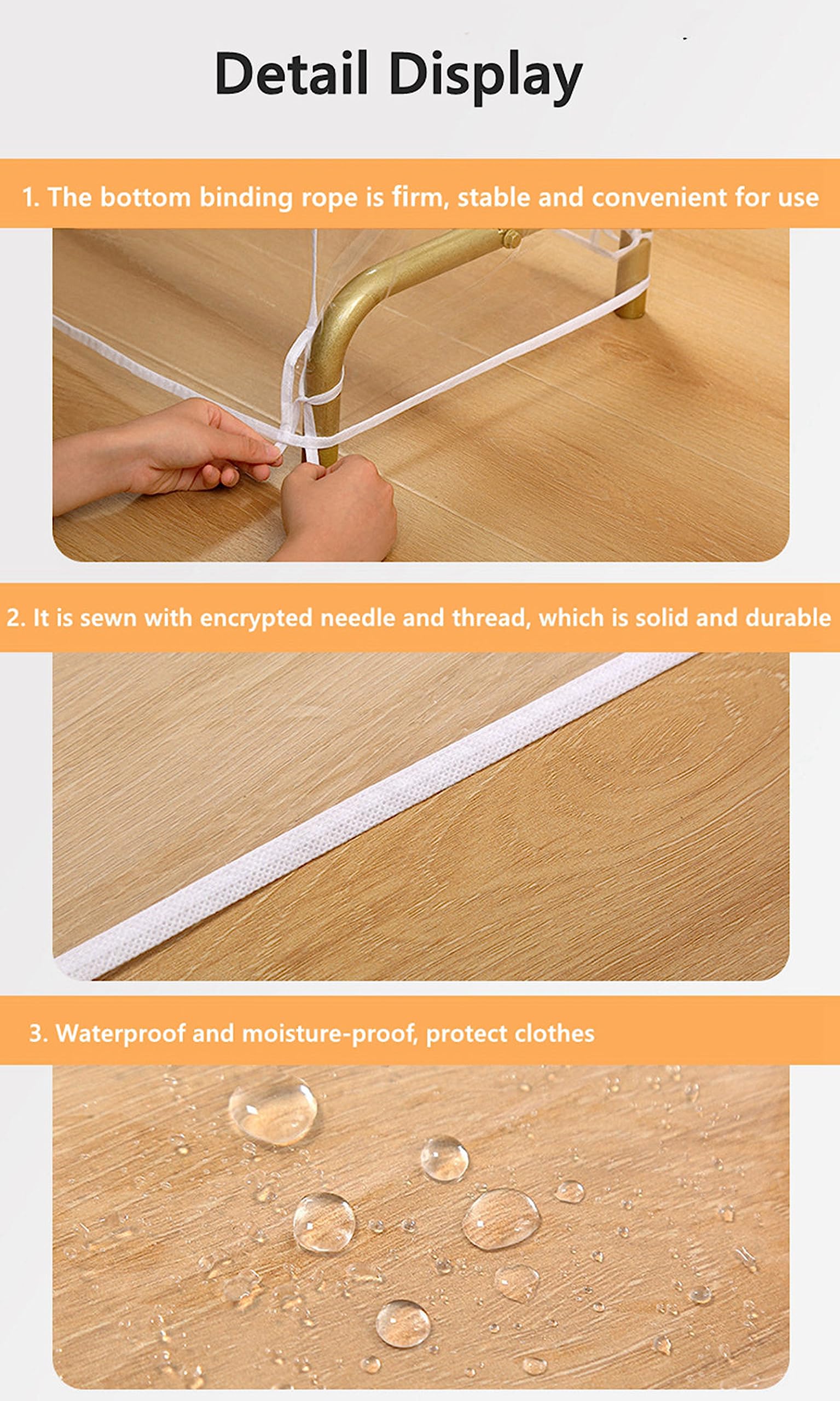 Fundas para ropa, transparente, para colgar, cubierta para perchero, con cremallmpermeable, a prueba de polvo, protector de almacenamiento para traje, abrigo, 50 x 150 x 160 cm, transparente