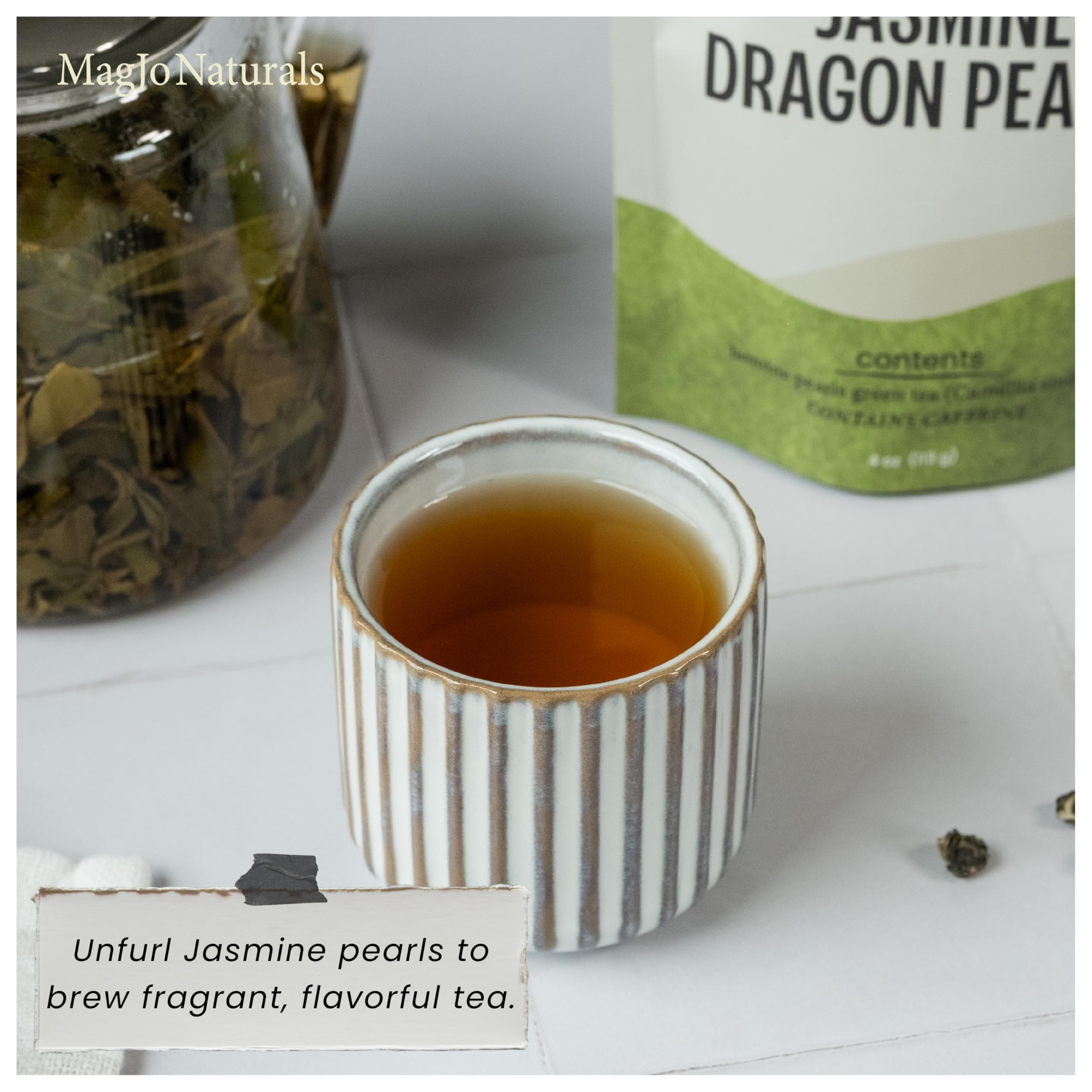 Imperial Jasmine Dragon Pearls | Té verde de hojas sueltas | Té verde jazmín con increíble aroma (16 onzas)