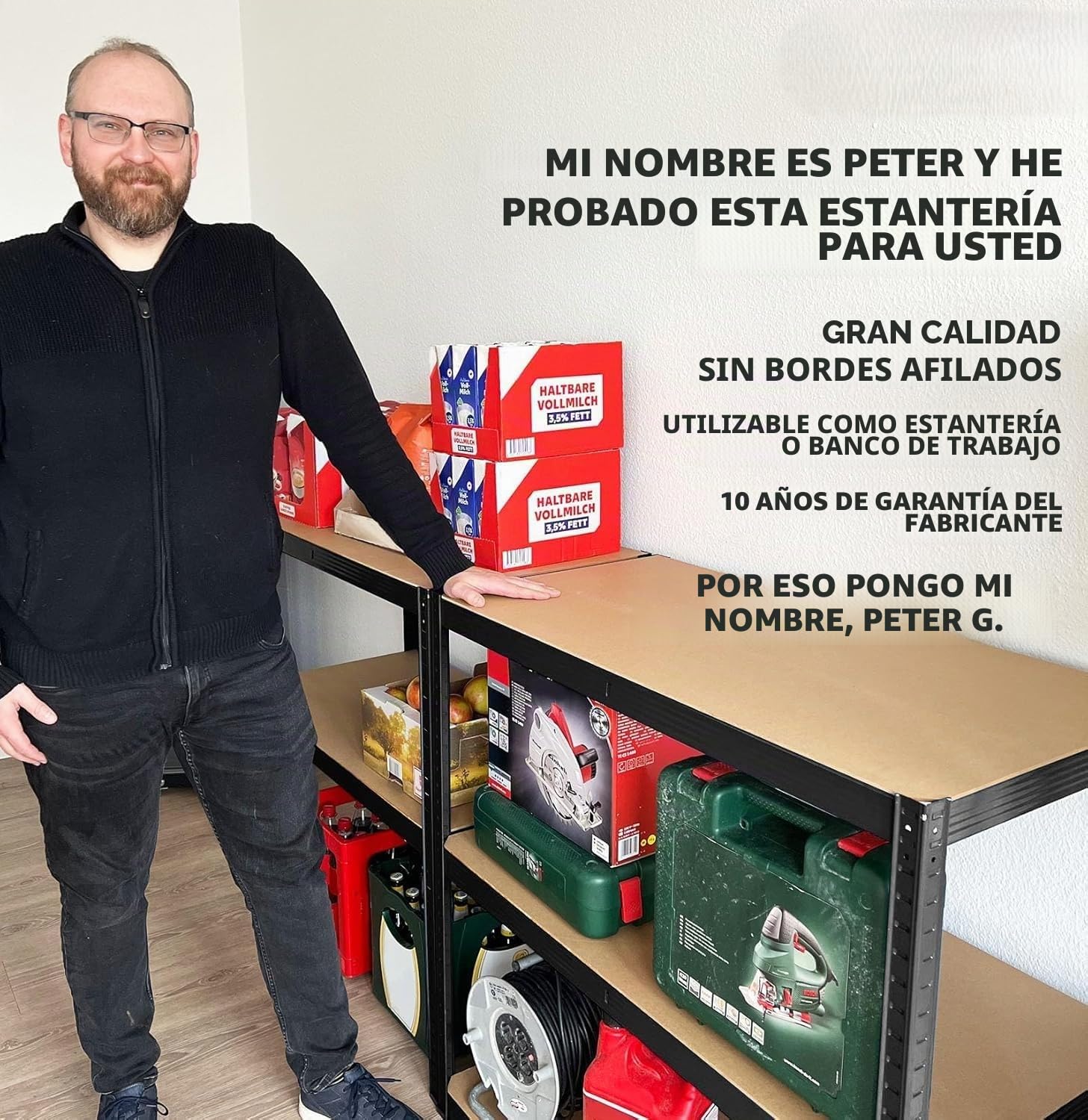 Floordirekt Estantería para Cargas Pesadas. Juego de 2 Unidades. Color Negro. 200 x 120 x 60 cm. sin Tornillos. para sótano. de Almacenamiento. para Taller. Banco de Trabajo. 5 estantes Ajustables