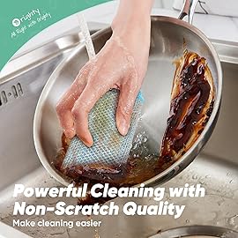 Orighty Multipurpose Wire Dishwashing Rag 24 Pcs, Upgraded Double-Layer Non-Scratch Wire Dish Cleaning Cloths, Kitchen Reusable Steel Scrubber, Powerful Dishcloth Rag for Cookware, Multicolor, 7x8