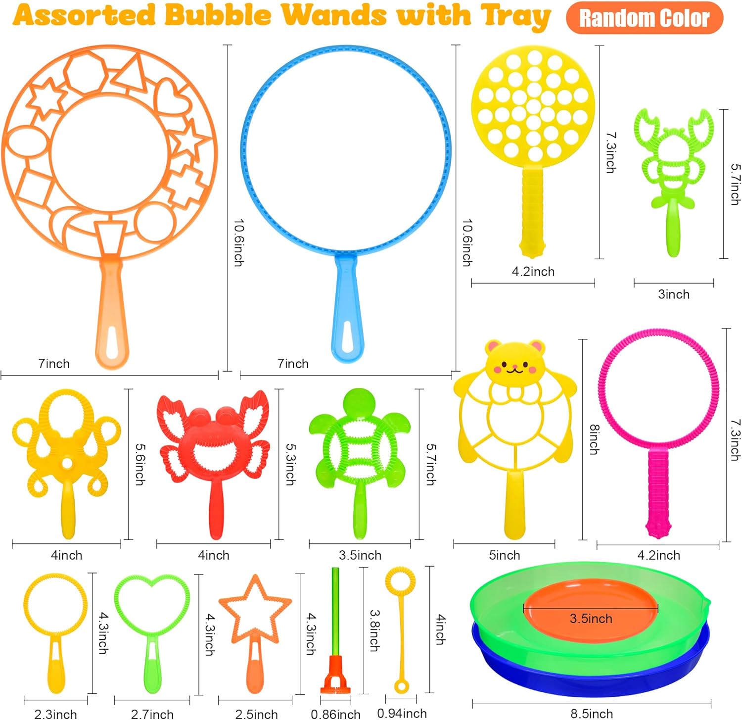 Bubble Wands Set for Kids,17 pcs Assorted Bubble Wands with Tray, Big Bubble Maker Wand for Kids Summer Outdoor Games,Birthday Party,Family Event,Gifts for Bubble Lovers