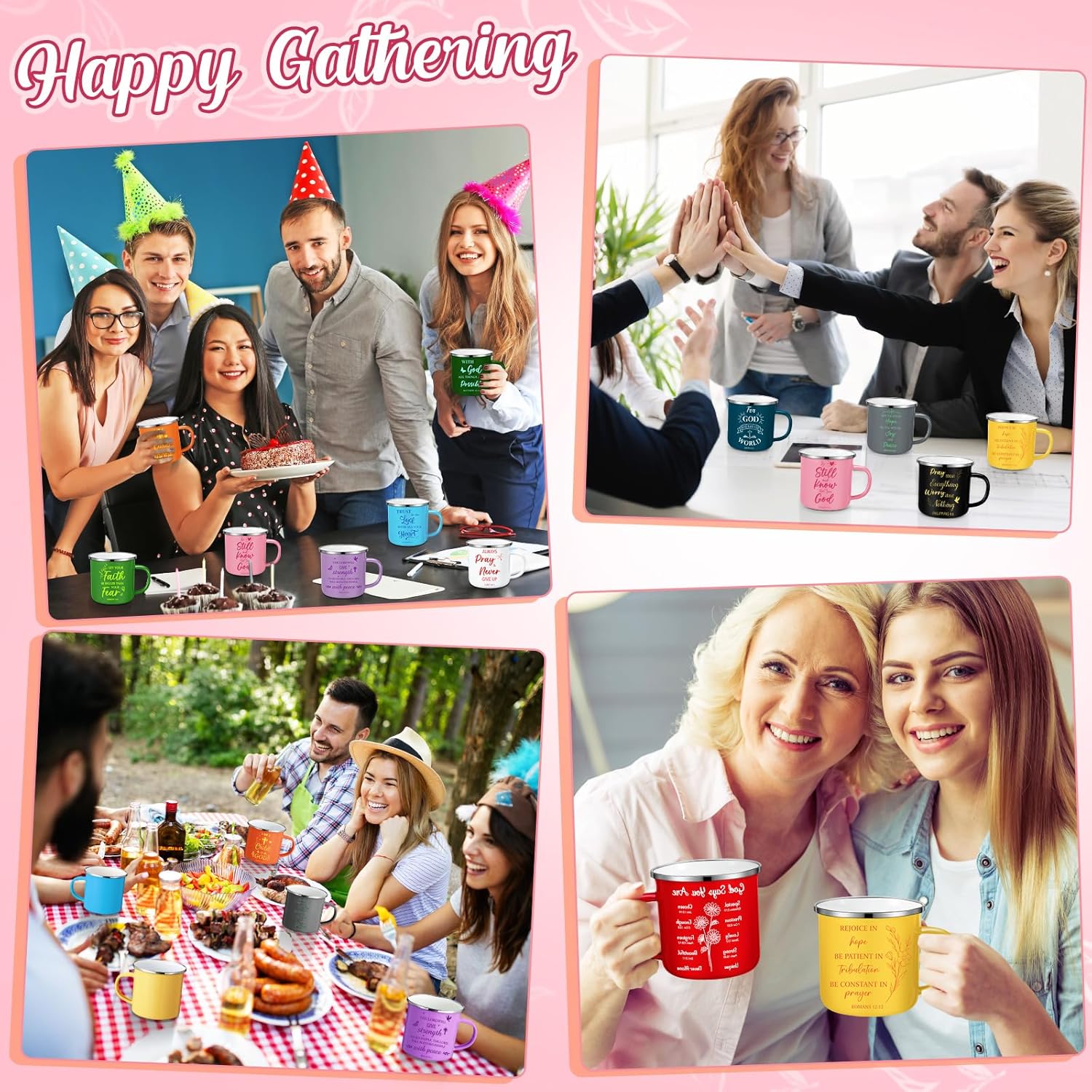 48 Pcs Christian Gifts Mugs Bulk 12 oz Religious Coffee Enamel Mugs with Handle Inspirational Employee Appreciation Gift Thank You Gifts for Staff Volunteers Teacher Nurse Church Groups Sunday