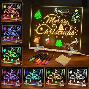 Lavagnetta a LED con penne di 7 colori, 30 x 20 cm, lavagna