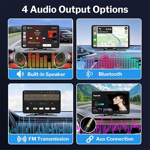 Carplay Voiture avec Caméra de Recul Autoradio Carplay avec Écran Tactile IPS HD de 7 Pouces, A-pple Carplay & Android Auto sans Fil, avec Mirror Link/Siri/Contrôle Vocal/GPS/AUX - 6
