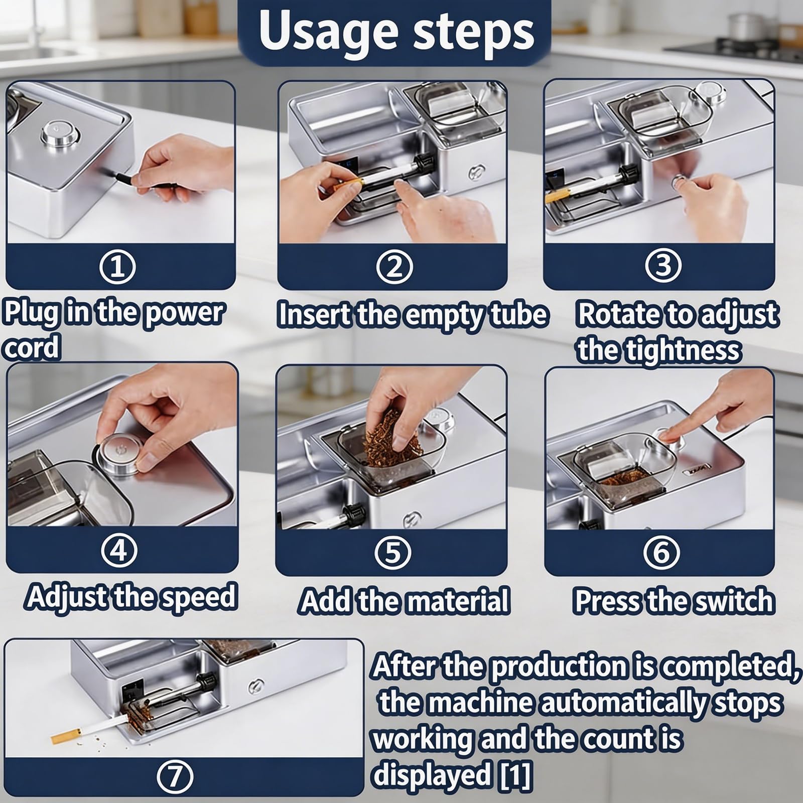 MObyat Macchina Automatica per Arrotolare Sigarette da 5,5/6,5/8,0 Mm, con Display Digitale, 5 velocità Regolabili, Doppio Vano Portaoggetti, Spegnimento Automatico Intelligente E Conteggio