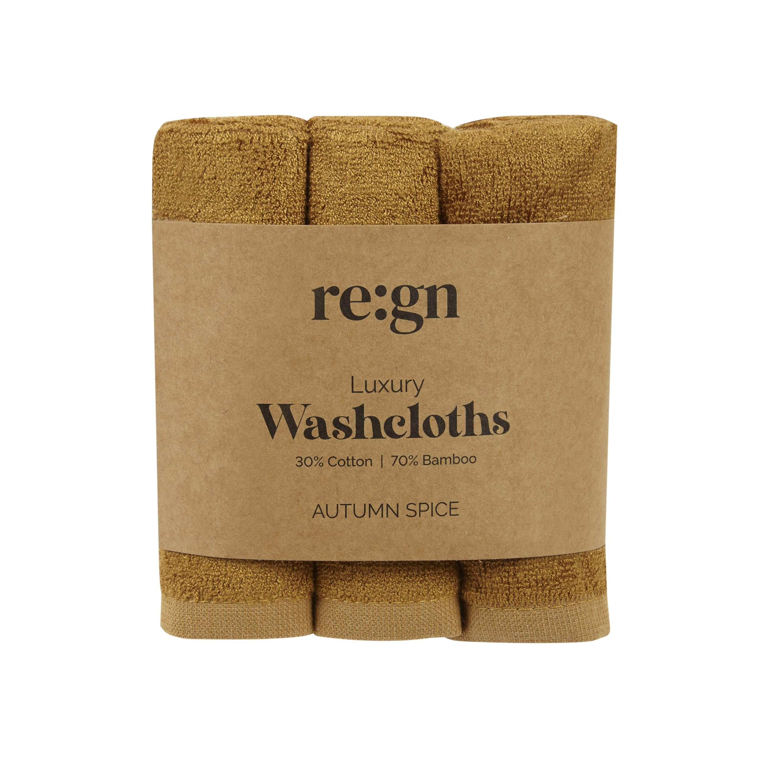Regn Autumn Spice Luxury Bamboo Face Cloths 500Gsm - Ultra Soft Thick Wash Cloths For Daily Cleansing And Makeup Removal, Durable Bamboo And Cotton Blend Set For Skincare Use - 26 X 26 Cm 3 Pack (Autumn Spice)