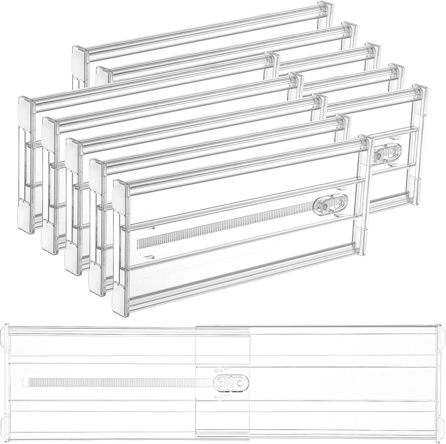 Vtopmart Paquete de 10 separadores de cajones para ropa, 6 pulgadas de alto, 12.8 a 22.3 pulgadas, organizador de cajones extensible ajustable,