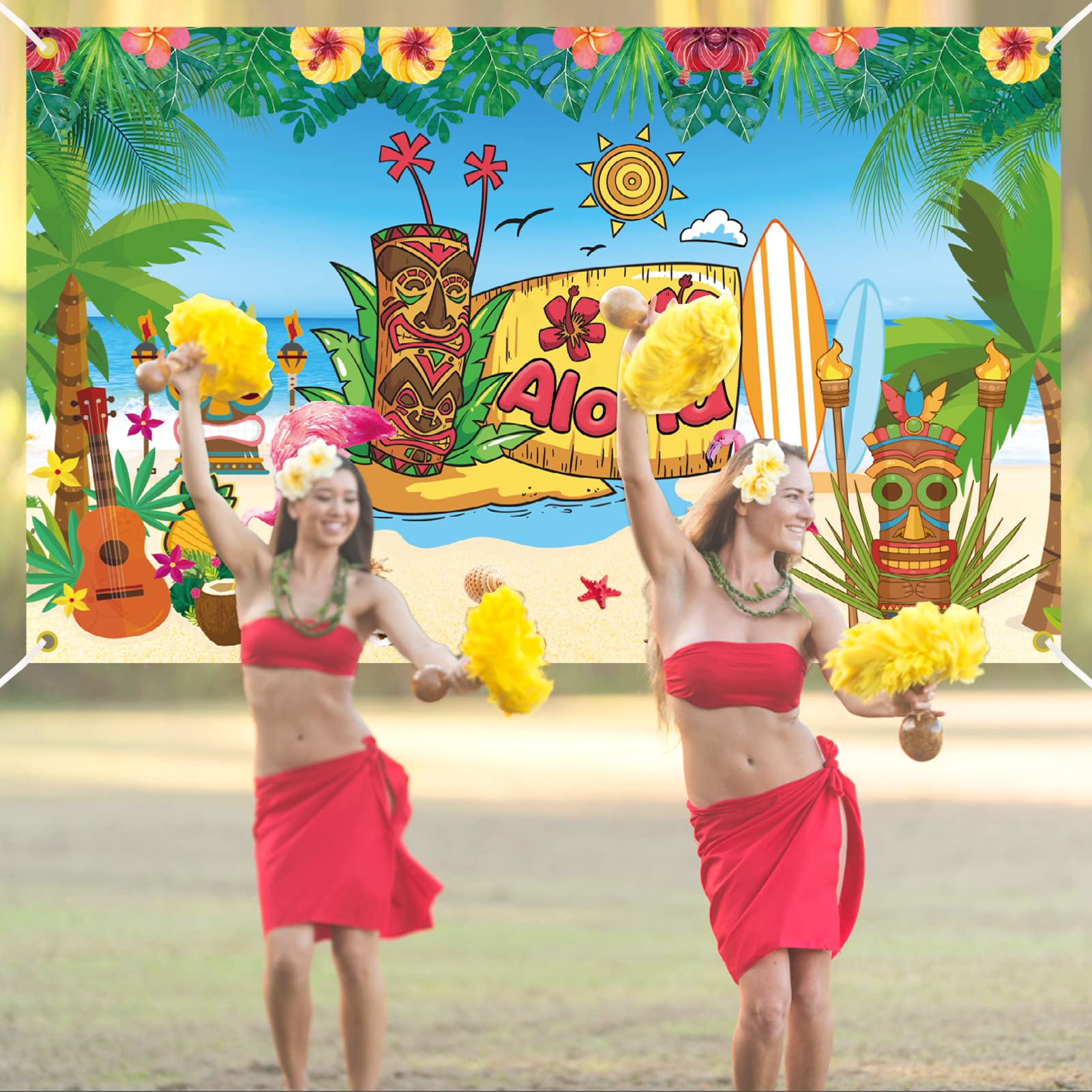 TOPJOWGA Hawaii Party Deko Banner – 270 X 35 Cm, Grün, Mit 10 M Seil, Für Tropische Mottopartys