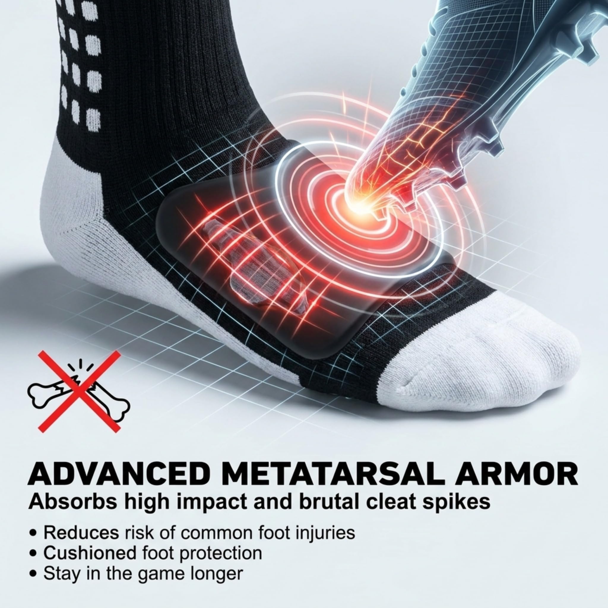 MediCaptain Calcetines deportivos Lite con acolchado en el metatarso, protección para los pies, almohadillas antideslizantes