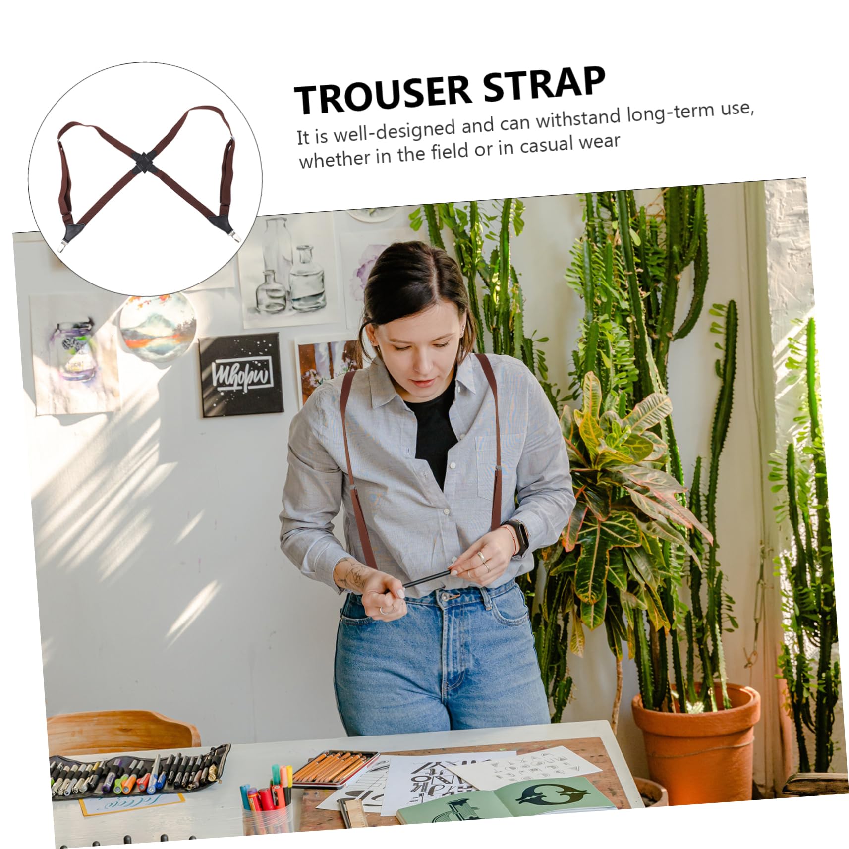 Lot De 3 Bretelles Réglables Pour Pantalons Pour Hommes Et Femmes Design À Clip Élastique Pour Plus De Confort