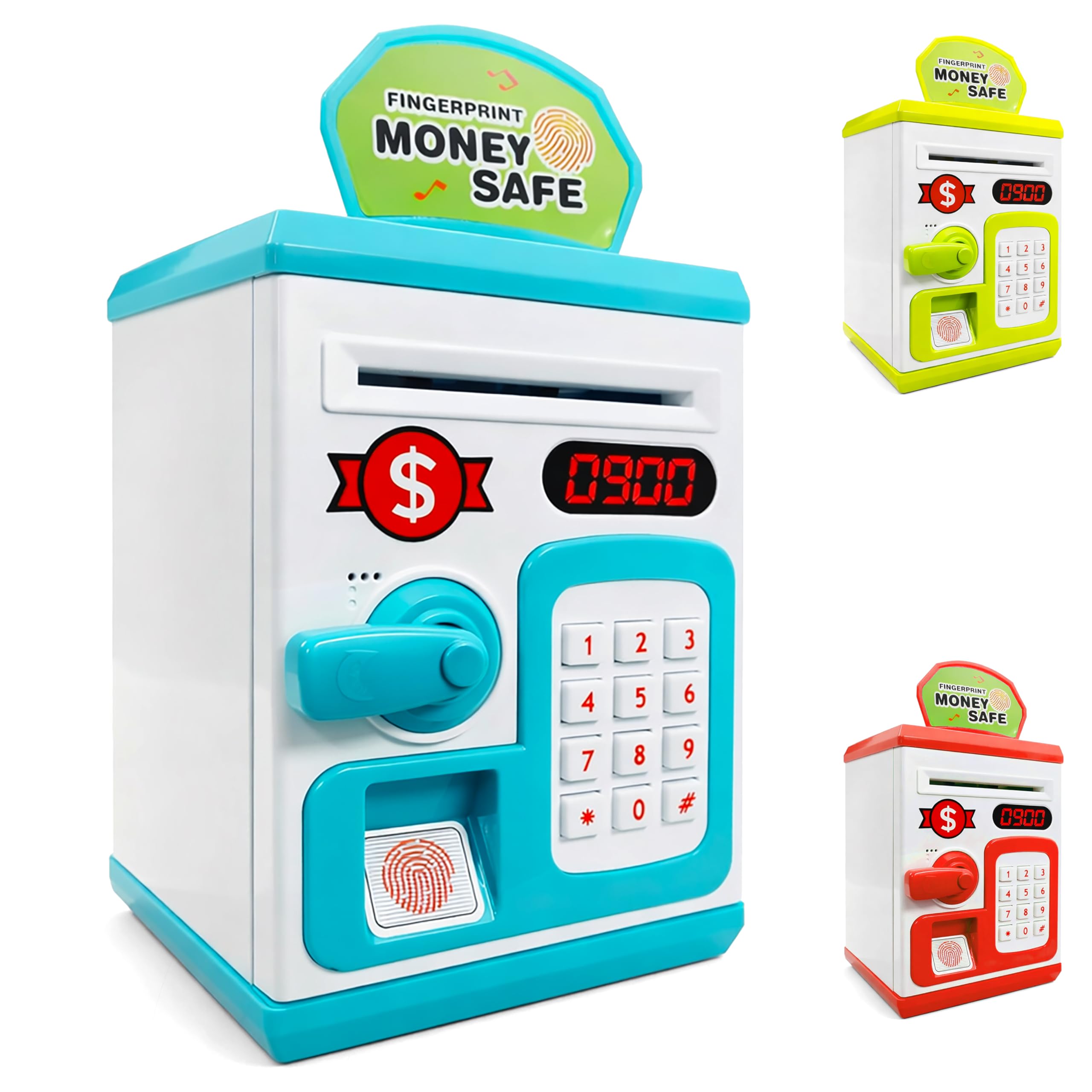 VGRASSP Money Safe Piggy Bank Toy for Kids with Number Password and Touch Sensor - Gullak ATM Money Saving Box with Lights and Sound - Educational Coin and Notes Storage (Multicolor)