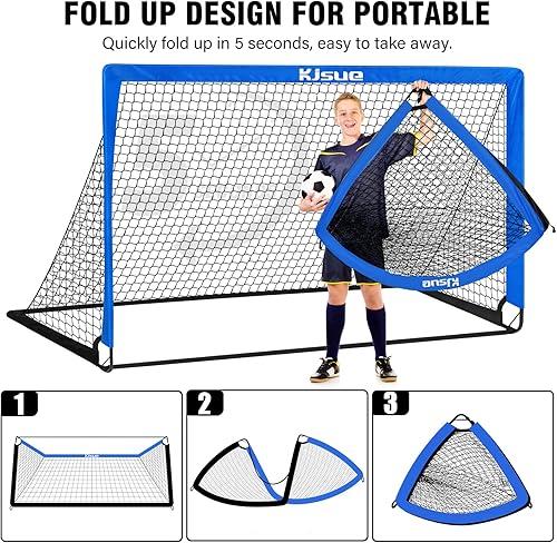 Miniatura 5 de Kids Soccer Goal, Soccer Goals for Backyard Set of 2, 5x3.6ft Portable Soccer Goal Pop Up Soccer Net Training Equipment with Targets for Kids Age