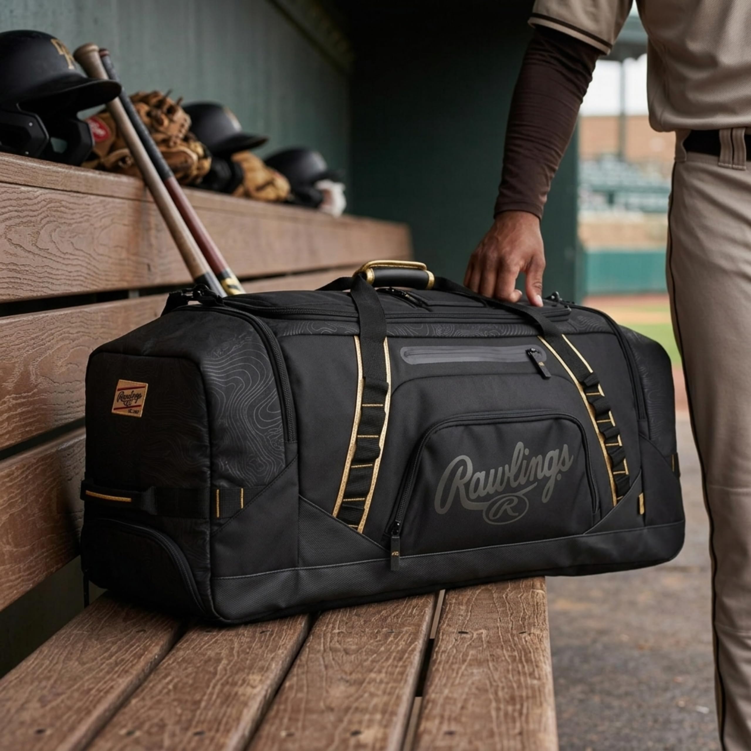 Rawlings Gold Collection - Bolsa de Lona XL | Negro |, Black, Bolsa de béisbol