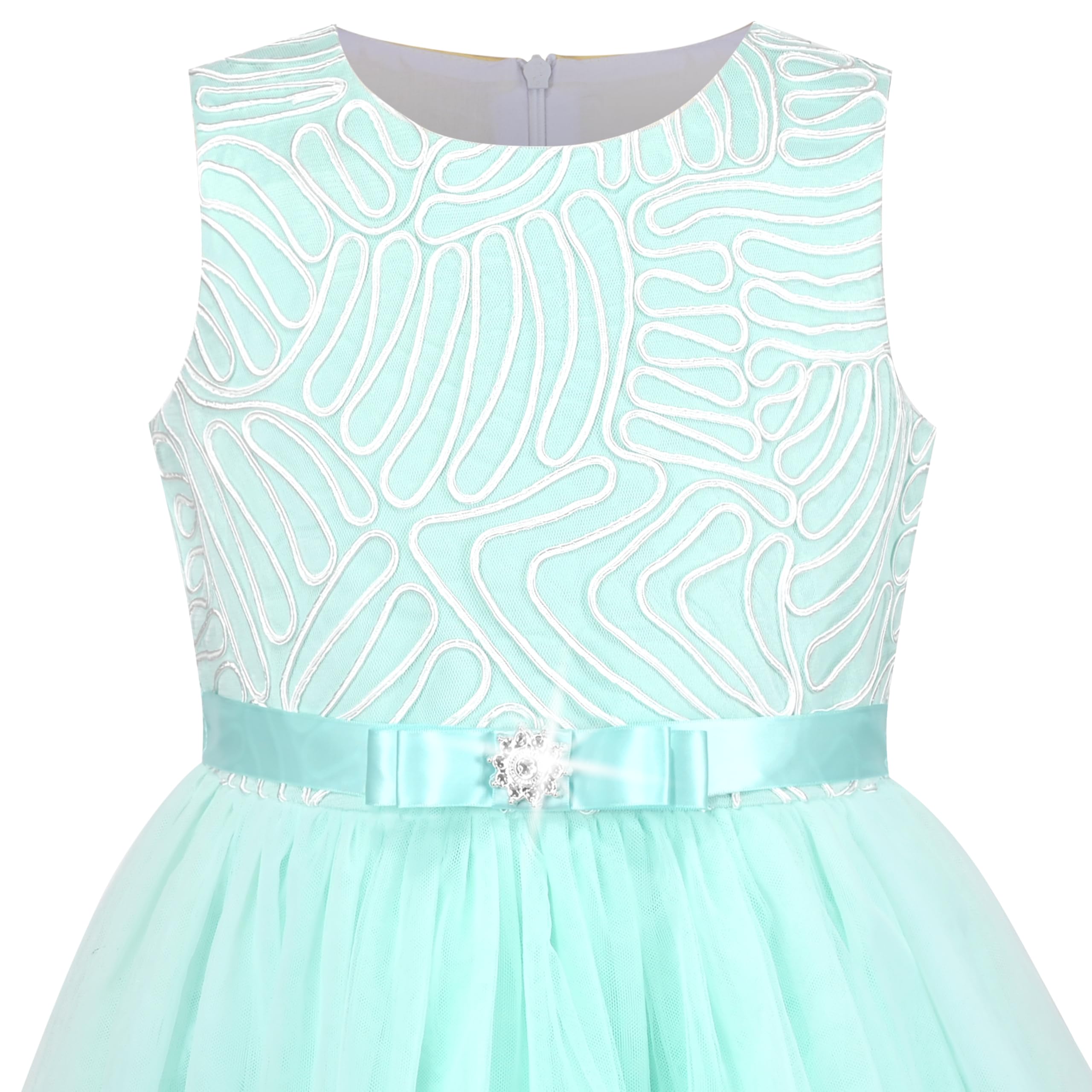 Sunny Fashion Vestido para niña Flor Azul Ceñido Boda Fiesta Dama de Honor 4-12 años